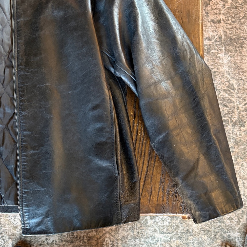 GAP Men's Black Leather Jacket - Picture 4 of 6